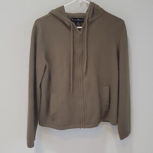 Mercer & Madison 40% ANGORA dark green zip sweater hoodie. XL